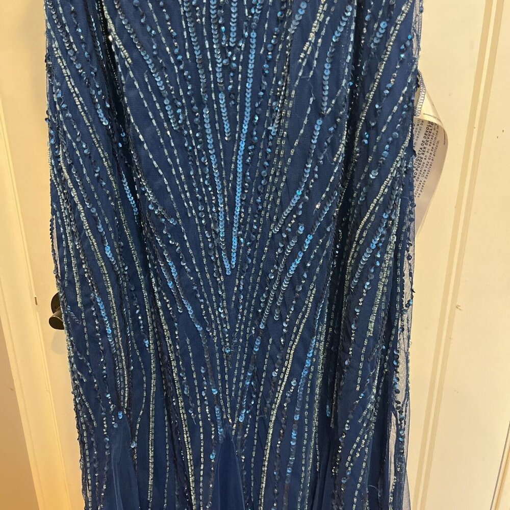 JKara Women's V-Neck Embellished Illusion-Godet Gown size 16 - Picture 7 of 11